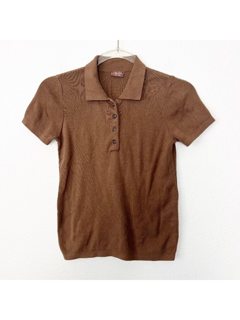 John Galt Brandy Melville Juniors One Size Short Sleeve Soft Polo Shirt